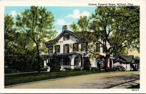 K13/ Milford Ohio Postcard c1940s Linen Craver Funeral Home 279