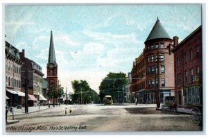 c1905's Main Street Looking East Buildings Southbridge MA Unposted Cars Postcard