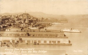 G35/ San Francisco California Postcard RPPC c40s Water Front Ships Bay Bridge