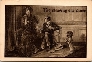 Vtg Humor Two Pleading One Cause Man Playing Golf Begging Dog 1910s Postcard