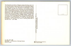 President~Ronald Reagan & Nancy Meeting W/ Pope John II~Vtg Postcard