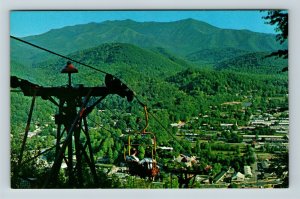 Gatlinburg TN, Sky Lift, Crockett Mountain, Chrome Tennessee Postcard