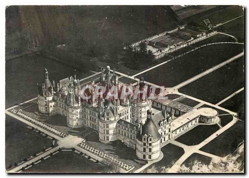 Modern Postcard Chambord Loir et Cher Chateau in North West Together Aerial view