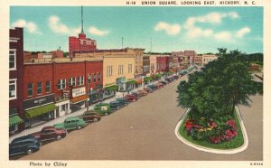 Vintage Postcard 1920's View of Union Square Looking East Hickory North Carolina