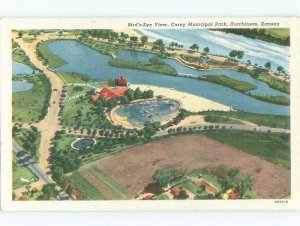 Unused Linen PARK SCENE Hutchinson Kansas KS c7896