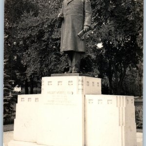 c1940s Rochester, MN Mayo Clinic Founder RPPC William Worrell Statue Doctor A194