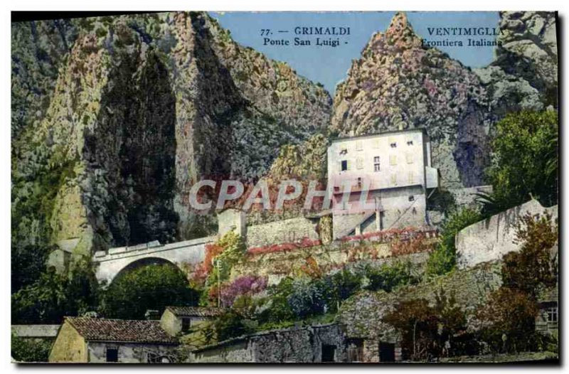 Old Postcard Grimaldi Ventimiglia Ponte San Luigi