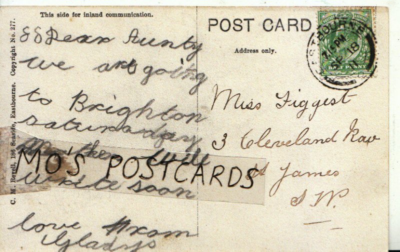 Genealogy Postcard - Figgest - 3 Cleveland Row -  St James -  S.W - Ref 7857A