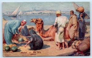 MARKET on the NILE, CAIRO  Tuck Oilette PICTURESQUE EGYPT ca 1910s Postcard