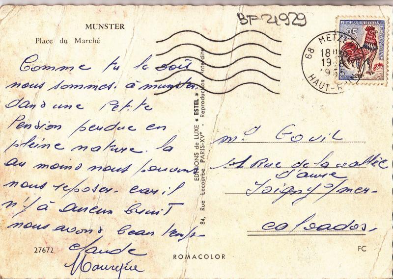 BF21929 munster place du marche   france  front/back image