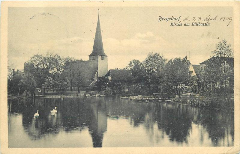 AK Germany Bergedorf Kirche am Billbassin church