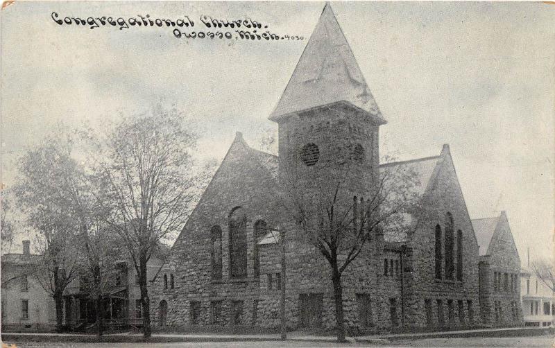 Michigan Mi Postcard c1910 OWOSO Congregational Church Building