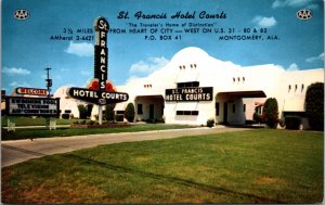 Postcard St. Francis Hotel Courts on US 31-80-82 in Montgomery, Alabama