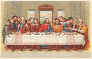 THE LAST SUPPER JESUS AND DISCIPLES RELIGIOUS POSTCARD (c. 1910)