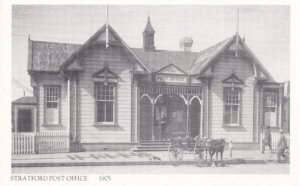 Stratford Post Office in 1905 Taranaki New Zealand Postcard