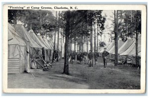 1918 Picnicing at Camp Greene Charlotte North Carolina NC WW1 Postcard