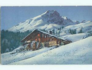 Pre-Linen new year foreign GERMAN WINTER CABIN IN THE MOUNTAINS k5081