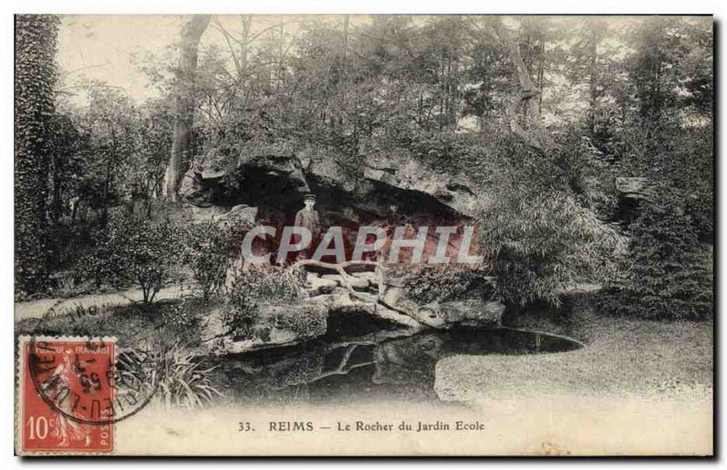 Old Postcard Reims Le Rocher Du School Garden