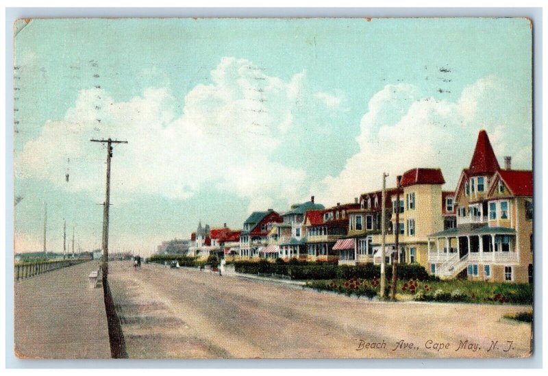 1907 View Of Beach Avenue Home Houses Cape May New Jersey NJ Antique Postcard 