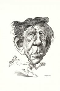 W. H. Auden as Relay Runner Cartoon by David Levine Postcard