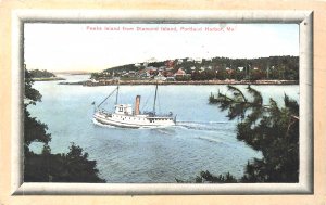 Portland Harbor ME Peaks Island From Diamond Island Ferry Ship Postcard