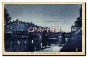 Postcard Metz Old Bridge St Georges Night Effect