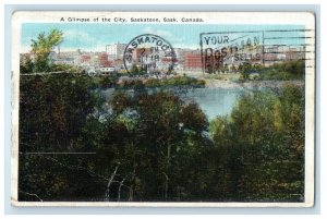 1927 A Glimpse Of The City Saskatoon Sask Canada Posted Vintage Postcard