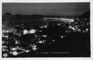 RPPC RIO DE JANEIRO BRZIL AT NIGHT REAL PHOTO POSTCARD