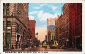 Superior Street From Fifth Avenue West Duluth Minnesota Vintage Postcard C094