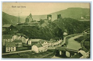 c1910 River Bridge Buildings Hills Esch Sur Sure Luxembourg Posted Postcard