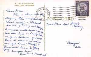 THREE LAKES WISCONSIN~THE NORTHERNAIRE RESORT~ POSTCARD 1959 PSTMK