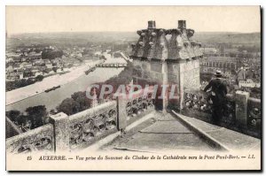 Old Postcard Auxerre Summit taking view of the steeple of the Cathedral towar...