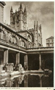 Somerset Postcard - Bath Abbey and Roman Baths - Ref TZ10630