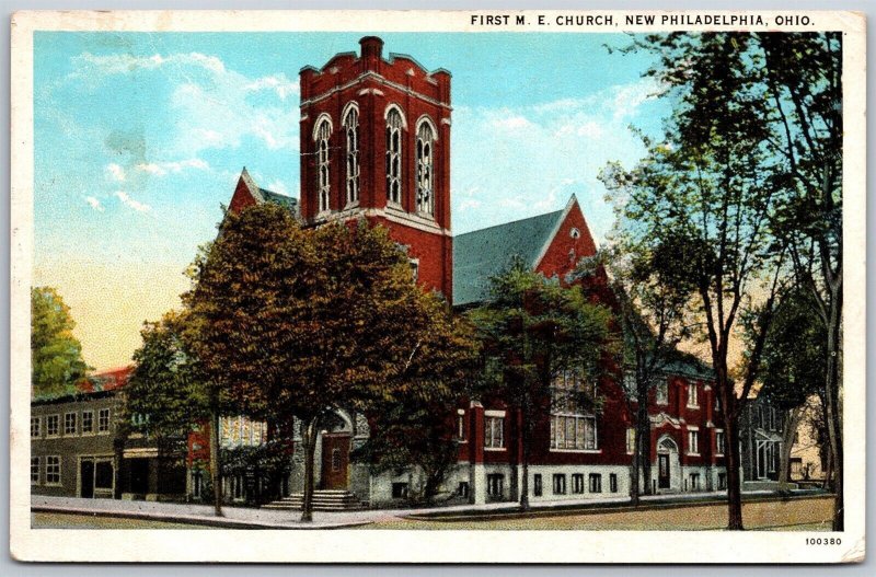 Vtg New Philadelphia Ohio OH First ME Methodist Episcopal Church 1920s Postcard