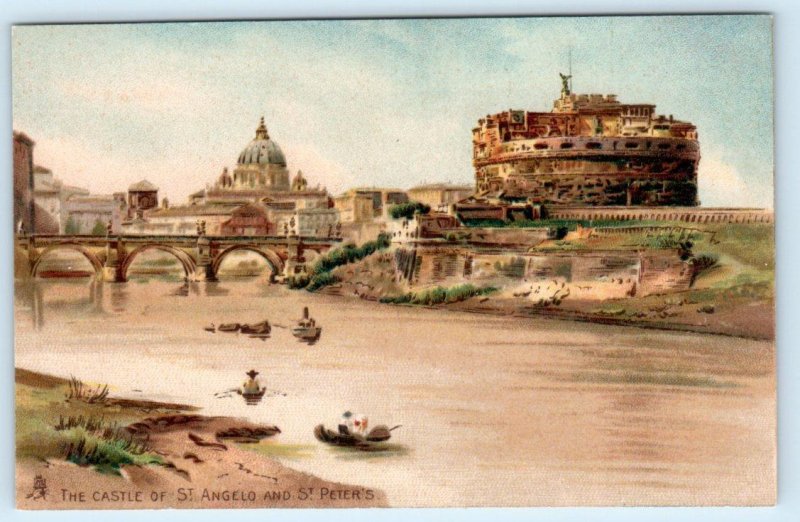 Tuck Postcard ST. PETER'S CATHEDRAL & THE VATICAN ~ Castle of St. Angelo 1900s