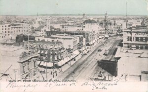 Canada Winnipeg Main Street from Merchant`s Bank tramway panorama 1905 postcard 