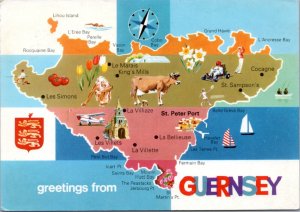 Postcard Map Greetings from Guernsey - souvenir map