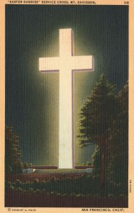 Easter Sunrise Service Cross Mt. Davidson San Francisco Vintage Postcard c1930