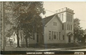 1937 Hebron Indiana Christian Church religion Brestone Postcard RPPC 25-926