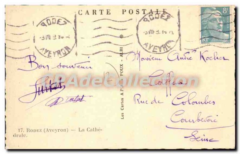 Postcard Old Rodez The Cathedral