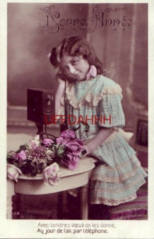 RPPC BONNE ANNEE, avec tendres voeux on les donne, au jour de l'an par telephone