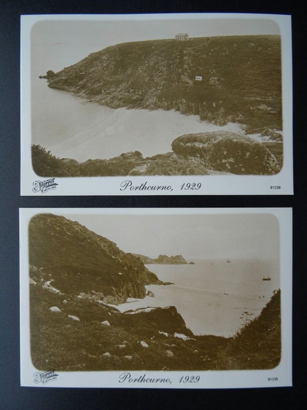 Cornwall 2 x PORTHCURNO Reproduction Postcard c1929 by Frith