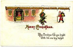 Santa Has A Walking Stick Glitter Covered Christmas