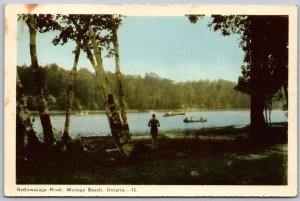 Postcard Wasaga Beach Ontario c1940s Nottawasaga River Simcoe County PECO