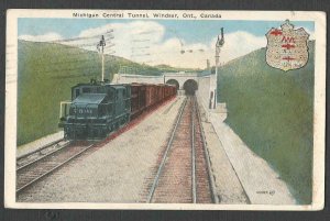 1920* MICH CENTRAL CENTRAL TUNNEL WINDSOR ONT CANADA SHOWS TRAIN HAS CREASES