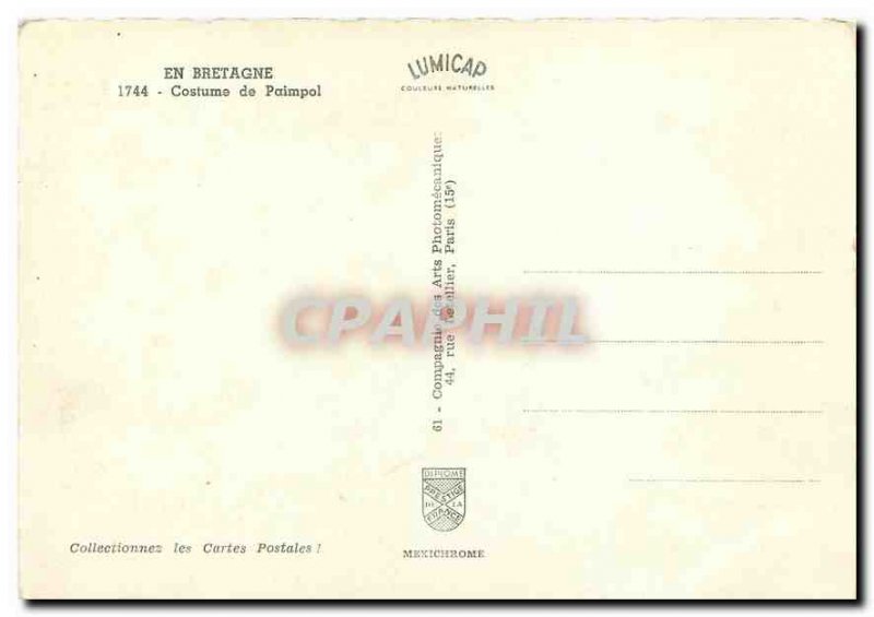 Postcard Modern Britain Costume Paimpol Folklore