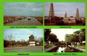 Texas Port Arthur Ship Channel Spindletop Dome City Hall & Nederland Home Of ...