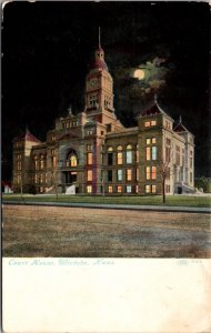 Postcard Night View of the Court House in Wichita, Kansas