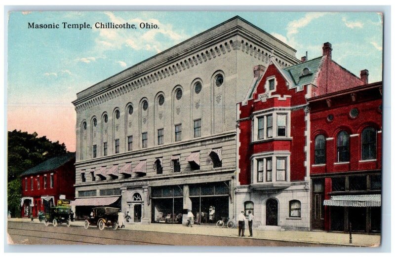 1913 Masonic Temple Exterior Building Classic Car Chillicothe Ohio OH