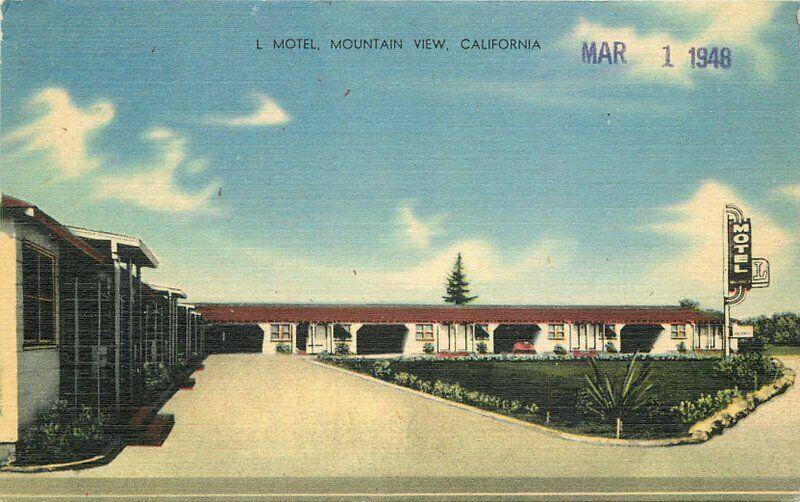 L Motel Mountain View 1948 Santa Clara California Postcard MWM linen 3739